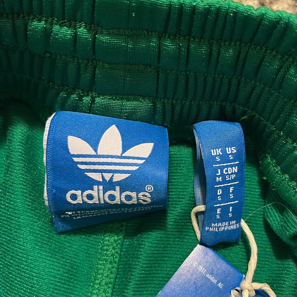 Adidas Tricot Basketball Shorts new green white Mens Size Small - Picture 10 of 13